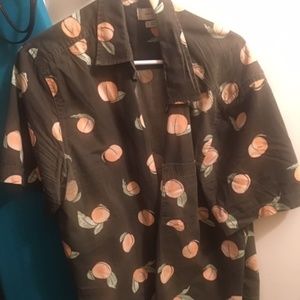 Urban Outfitters Peach Emoji graphic button up
